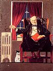 Norman Rockwell Canvas Paintings - Man seated by a Radiator